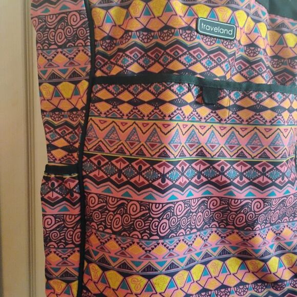 Pink and Yellow Travel Bag with Vibrant Pattern - Picture 2 of 8